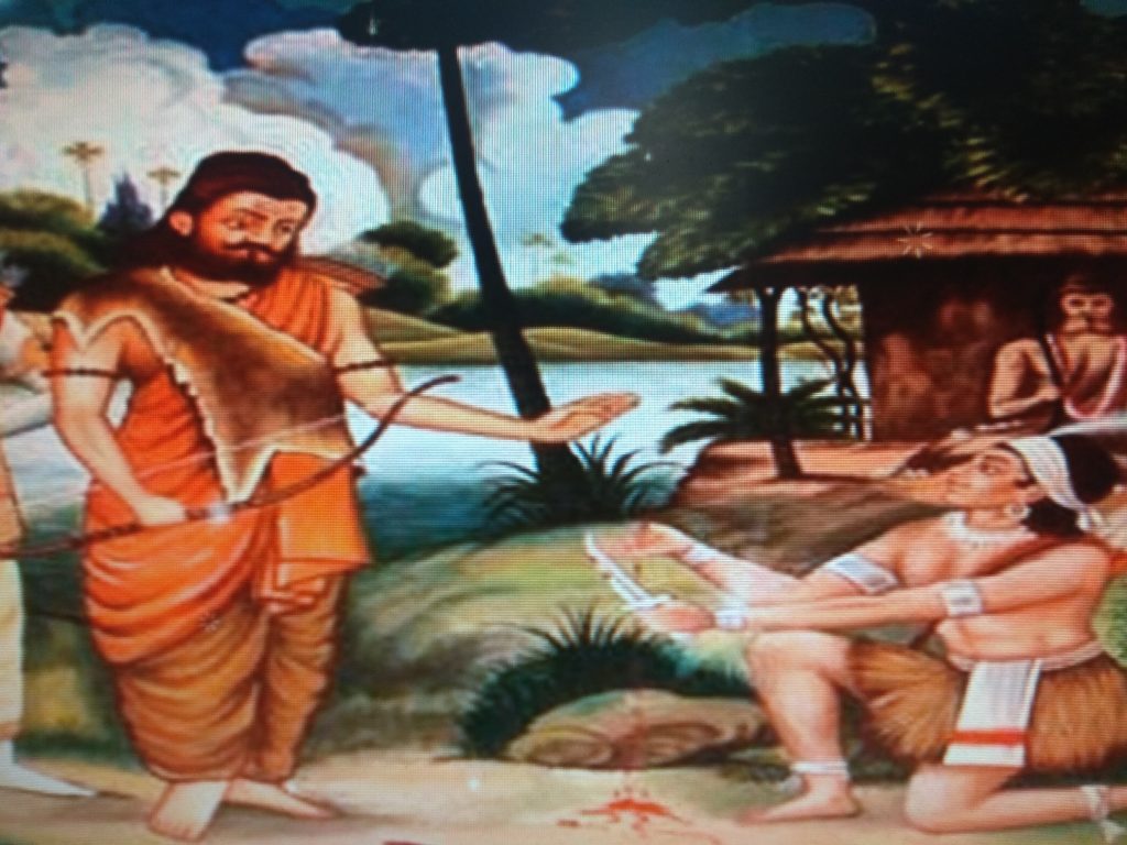 Eklavya cutting his thumb for guru Dronacharya