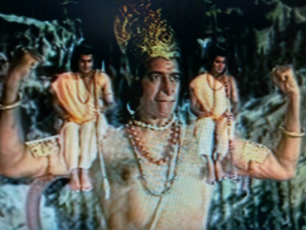 A mighty lord Hanuman taking Lord Rama and Laxman on his shoulder in Ramayana, a lessor know fact